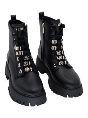 GUESS Womens Fionaa Charms Lug Boot Black Size 7M